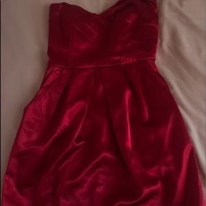 Red silk dress with pockets